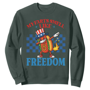 Funny My Farts Smell Like Freedom Sweatshirt July 4th Hot Dog Lover TS11 Dark Forest Green Print Your Wear