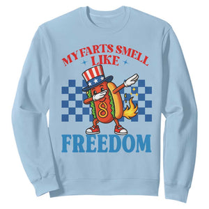 Funny My Farts Smell Like Freedom Sweatshirt July 4th Hot Dog Lover TS11 Light Blue Print Your Wear