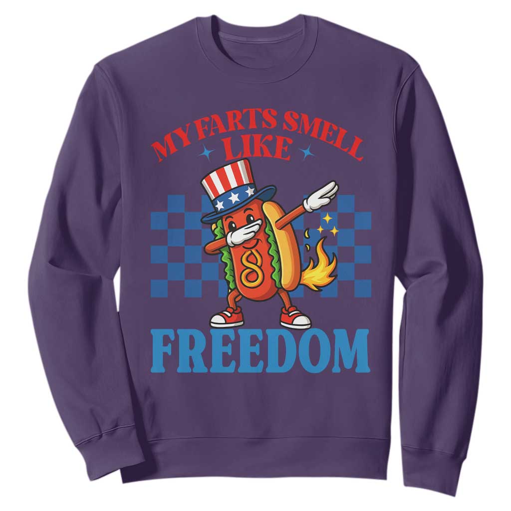 Funny My Farts Smell Like Freedom Sweatshirt July 4th Hot Dog Lover TS11 Purple Print Your Wear