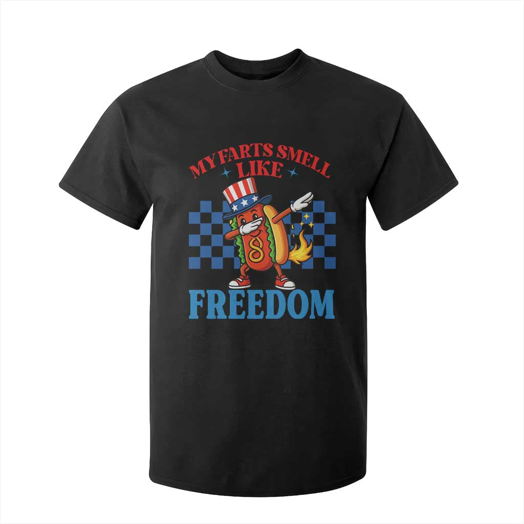 Funny My Farts Smell Like Freedom T Shirt For Kid July 4th Hot Dog Lover TS11 Black Print Your Wear
