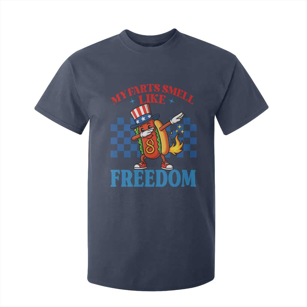 Funny My Farts Smell Like Freedom T Shirt For Kid July 4th Hot Dog Lover TS11 Navy Print Your Wear
