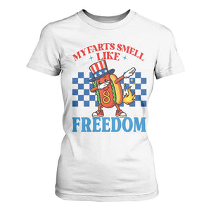 Funny My Farts Smell Like Freedom T Shirt For Women July 4th Hot Dog Lover TS11 White Print Your Wear