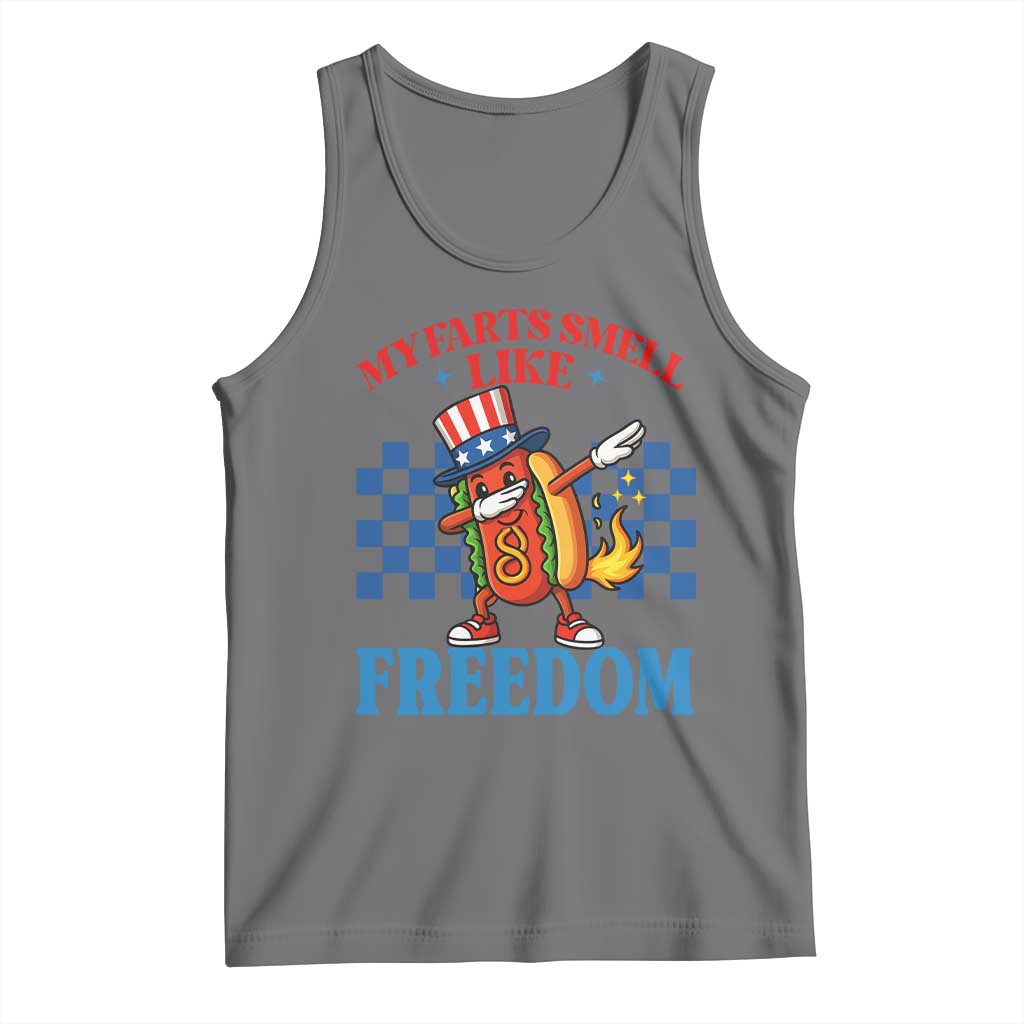 Funny My Farts Smell Like Freedom Tank Top July 4th Hot Dog Lover TS11 Black Heather Print Your Wear