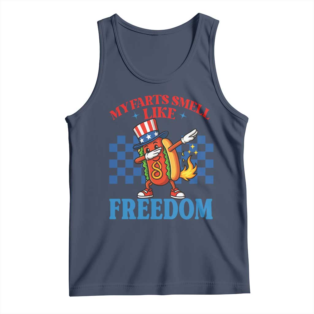 Funny My Farts Smell Like Freedom Tank Top July 4th Hot Dog Lover TS11 Navy Print Your Wear
