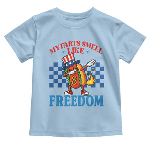Funny My Farts Smell Like Freedom Toddler T Shirt July 4th Hot Dog Lover TS11 Light Blue Print Your Wear