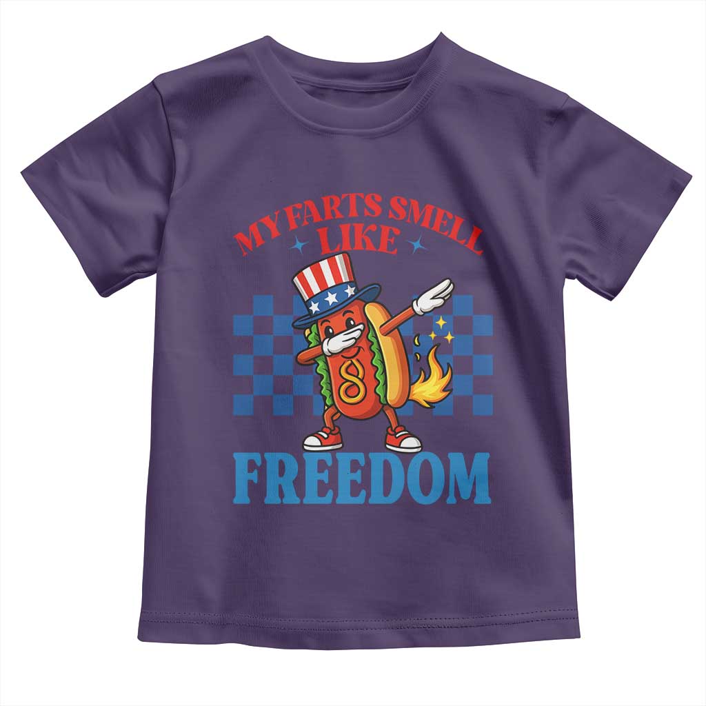 Funny My Farts Smell Like Freedom Toddler T Shirt July 4th Hot Dog Lover TS11 Purple Print Your Wear