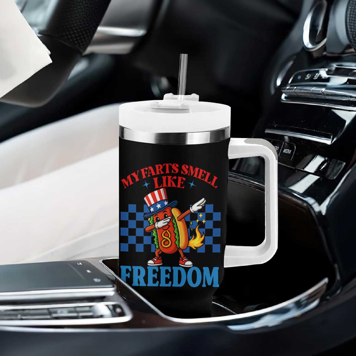 Funny My Farts Smell Like Freedom Tumbler With Handle July 4th Hot Dog Lover TS11 Print Your Wear