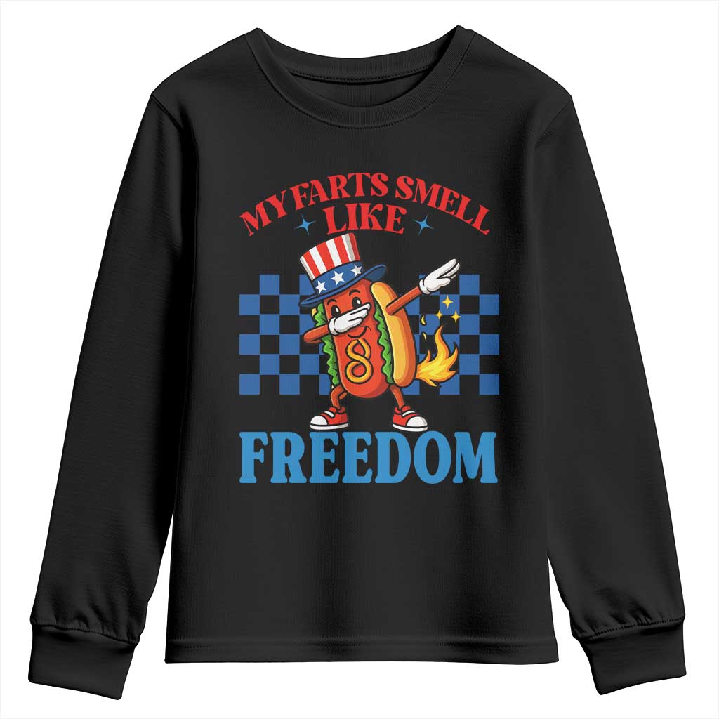 Funny My Farts Smell Like Freedom Youth Sweatshirt July 4th Hot Dog Lover TS11 Black Print Your Wear