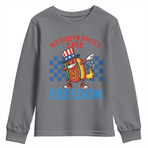 Funny My Farts Smell Like Freedom Youth Sweatshirt July 4th Hot Dog Lover TS11 Charcoal Print Your Wear