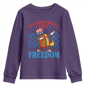 Funny My Farts Smell Like Freedom Youth Sweatshirt July 4th Hot Dog Lover TS11 Purple Print Your Wear