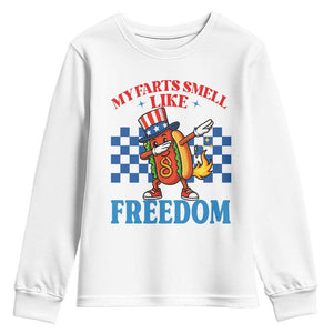 Funny My Farts Smell Like Freedom Youth Sweatshirt July 4th Hot Dog Lover TS11 White Print Your Wear