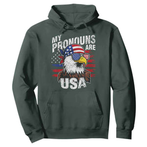 Funny My Pronouns Are USA 4th of July Hoodie Patriotic Eagle American Flag TS11 Dark Forest Green Print Your Wear