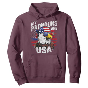 Funny My Pronouns Are USA 4th of July Hoodie Patriotic Eagle American Flag TS11 Maroon Print Your Wear