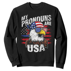 Funny My Pronouns Are USA 4th of July Sweatshirt Patriotic Eagle American Flag TS11 Black Print Your Wear