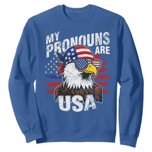 Funny My Pronouns Are USA 4th of July Sweatshirt Patriotic Eagle American Flag TS11 Royal Blue Print Your Wear