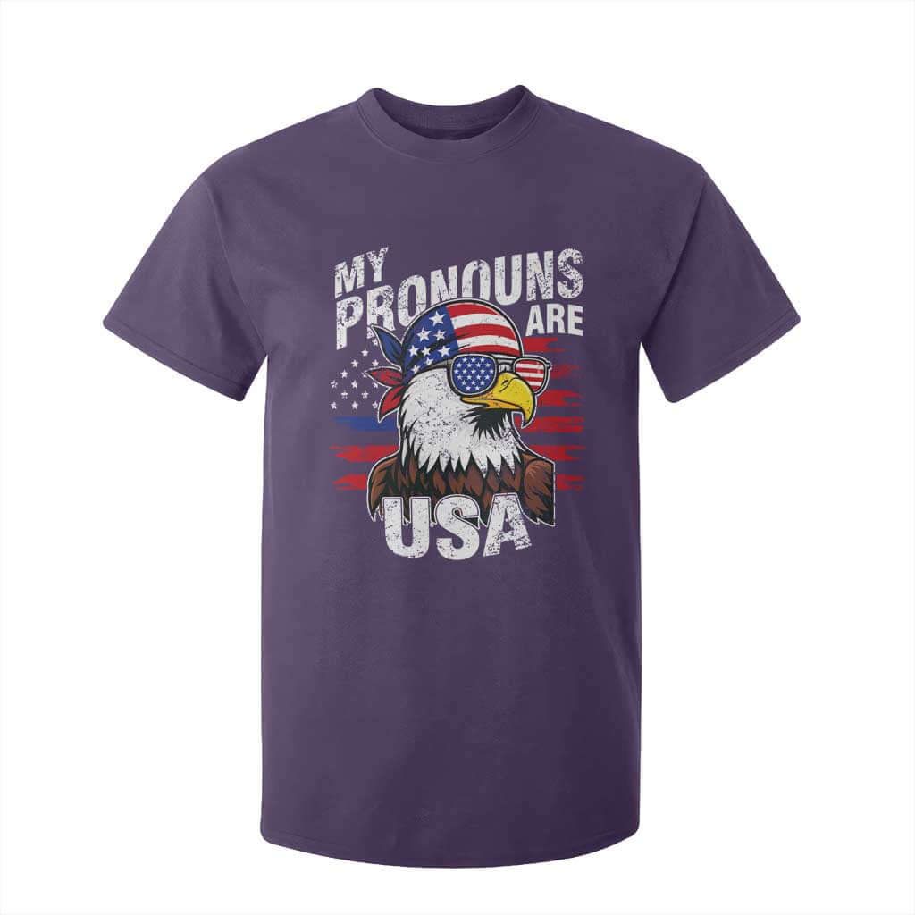 Funny My Pronouns Are USA 4th of July T Shirt For Kid Patriotic Eagle American Flag TS11 Purple Print Your Wear