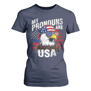 Funny My Pronouns Are USA 4th of July T Shirt For Women Patriotic Eagle American Flag TS11 Navy Print Your Wear
