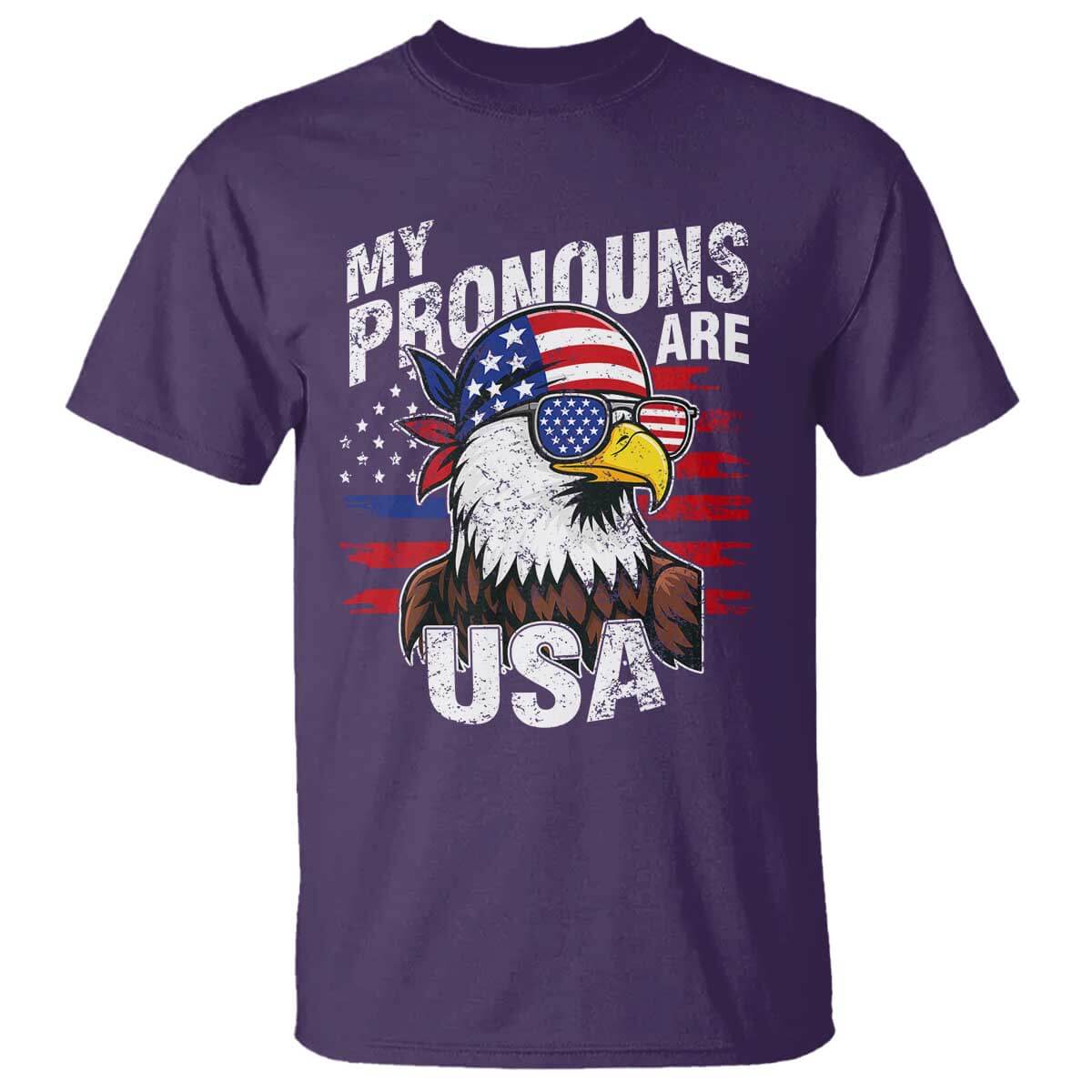 Funny My Pronouns Are USA 4th of July T Shirt Patriotic Eagle American Flag TS11 Purple Print Your Wear