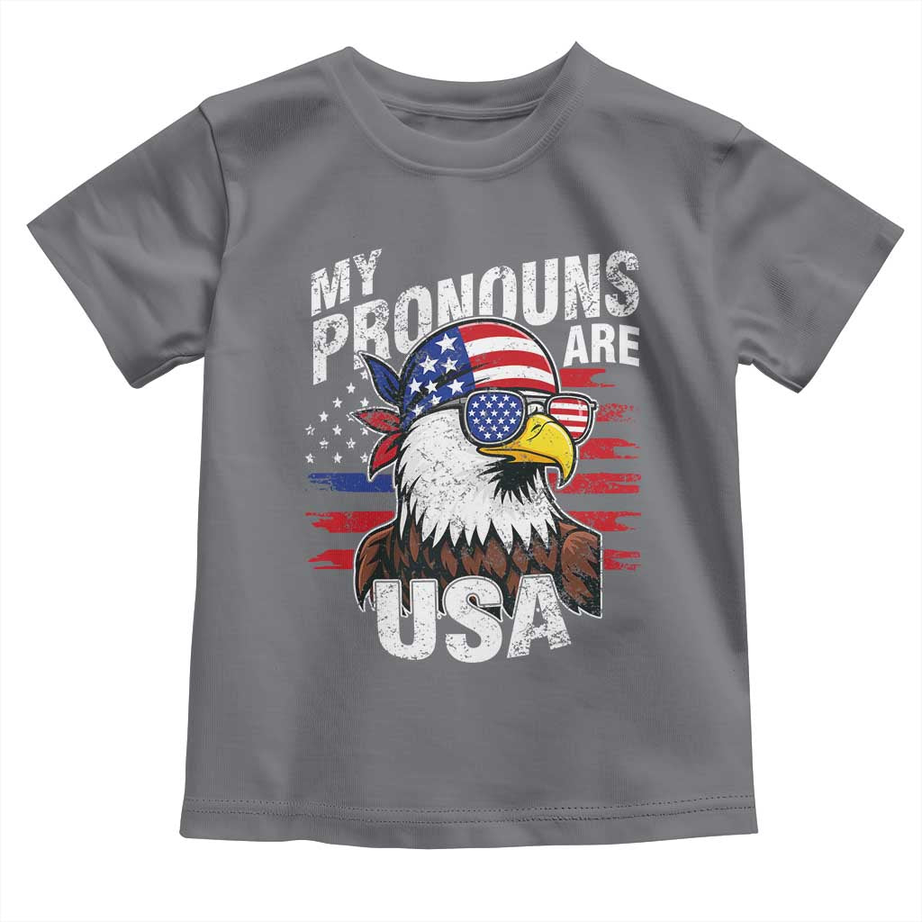 Funny My Pronouns Are USA 4th of July Toddler T Shirt Patriotic Eagle American Flag TS11 Charcoal Print Your Wear