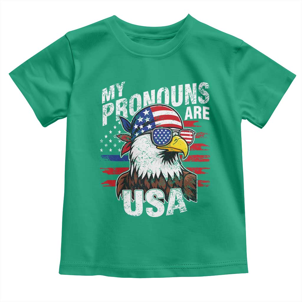 Funny My Pronouns Are USA 4th of July Toddler T Shirt Patriotic Eagle American Flag TS11 Irish Green Print Your Wear