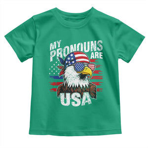 Funny My Pronouns Are USA 4th of July Toddler T Shirt Patriotic Eagle American Flag TS11 Irish Green Print Your Wear