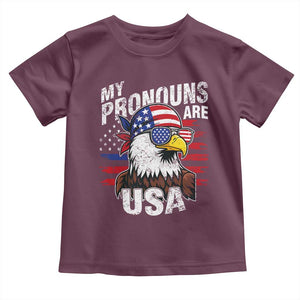 Funny My Pronouns Are USA 4th of July Toddler T Shirt Patriotic Eagle American Flag TS11 Maroon Print Your Wear