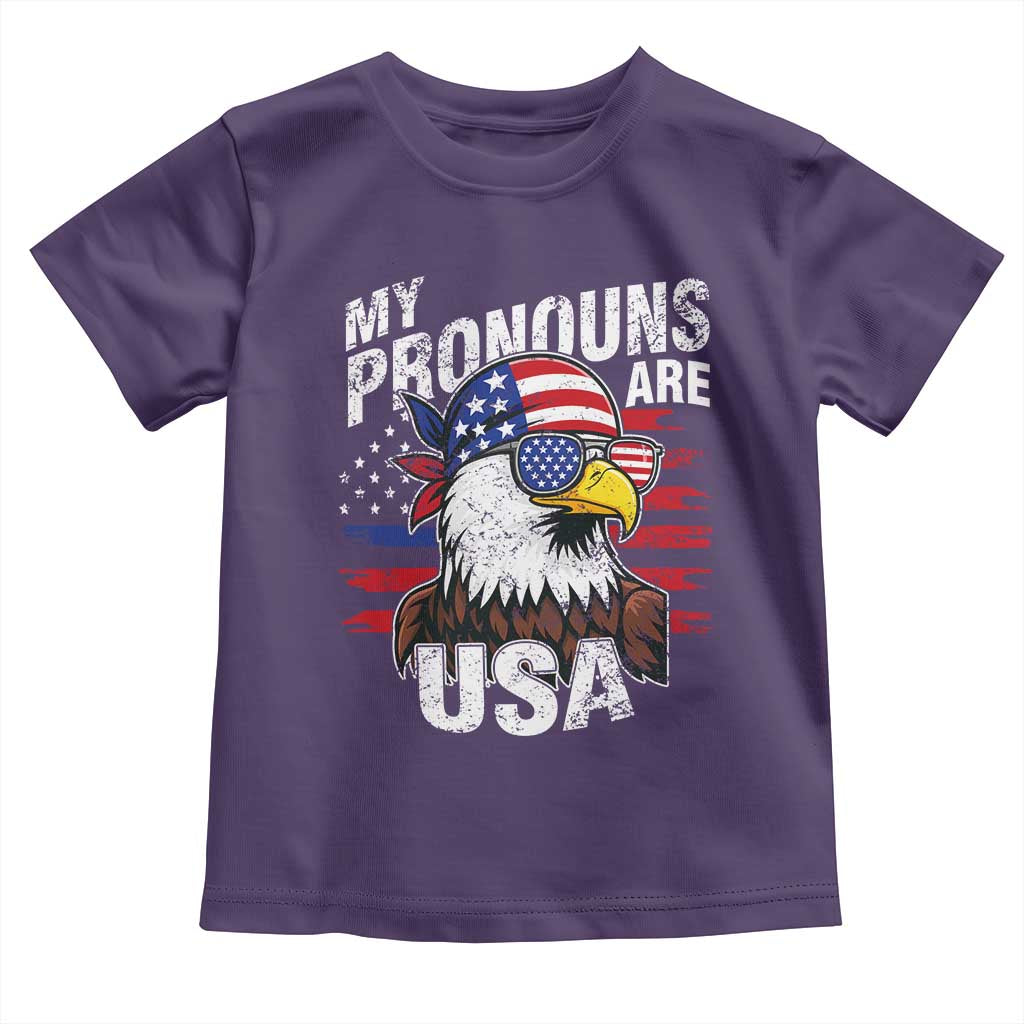 Funny My Pronouns Are USA 4th of July Toddler T Shirt Patriotic Eagle American Flag TS11 Purple Print Your Wear