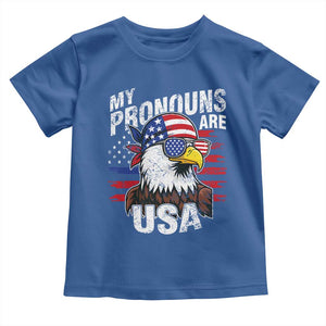 Funny My Pronouns Are USA 4th of July Toddler T Shirt Patriotic Eagle American Flag TS11 Royal Blue Print Your Wear