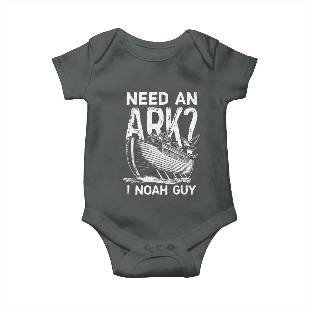 Funny Need An Ark I Noah Guy Baby Onesie Christian Pun TS11 Dark Heather Print Your Wear