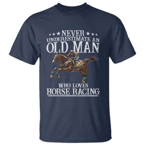 Funny Never Underestimate An Old Man Who Loves Horse Racing T Shirt TS11 Navy Print Your Wear