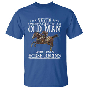 Funny Never Underestimate An Old Man Who Loves Horse Racing T Shirt TS11 Royal Blue Print Your Wear