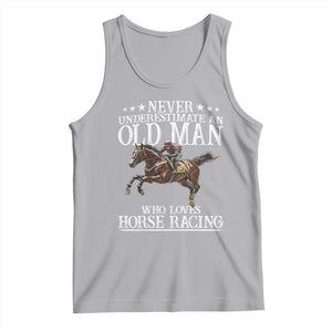 Funny Never Underestimate An Old Man Who Loves Horse Racing Tank Top TS11 Athletic Heather Print Your Wear