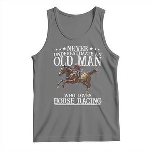 Funny Never Underestimate An Old Man Who Loves Horse Racing Tank Top TS11 Black Heather Print Your Wear