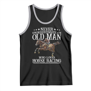 Funny Never Underestimate An Old Man Who Loves Horse Racing Tank Top TS11 Black Athletic Heather Print Your Wear