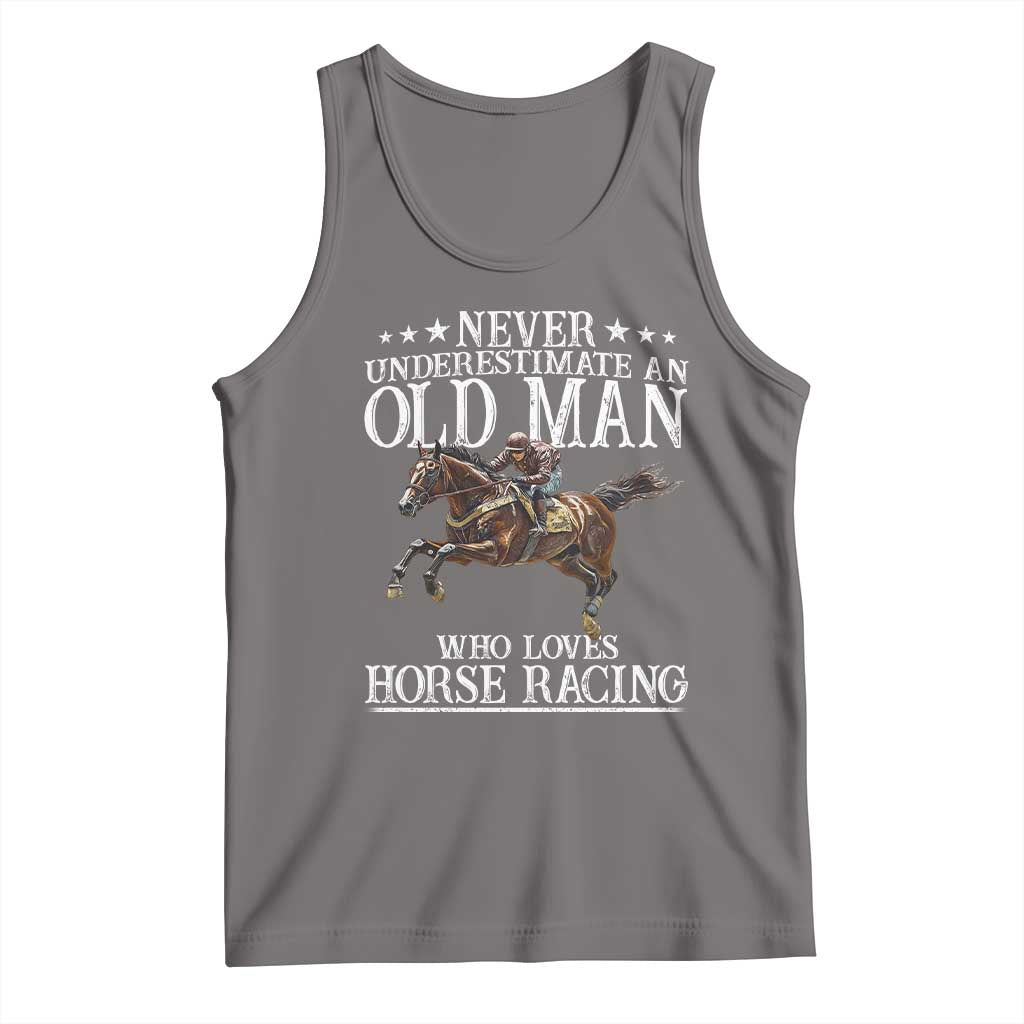 Funny Never Underestimate An Old Man Who Loves Horse Racing Tank Top TS11 Deep Heather Print Your Wear