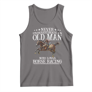 Funny Never Underestimate An Old Man Who Loves Horse Racing Tank Top TS11 Deep Heather Print Your Wear