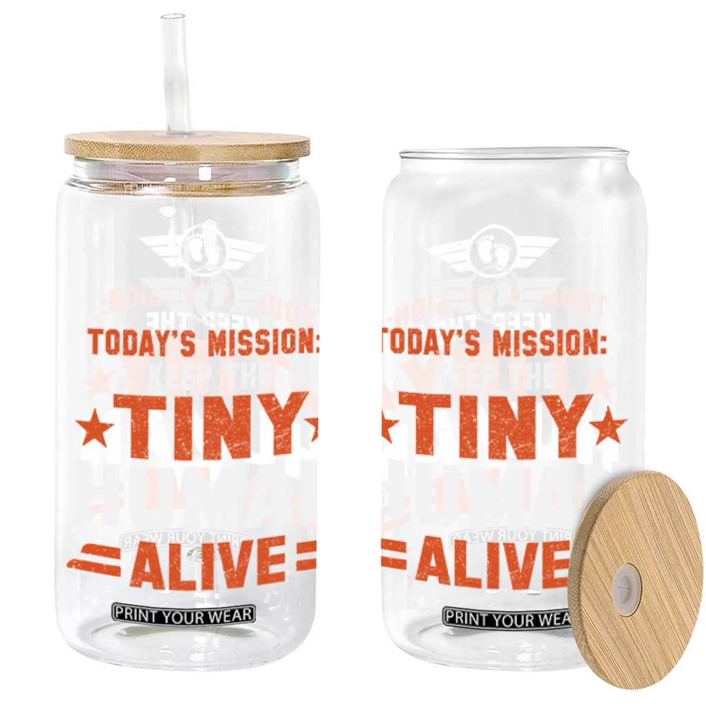 Funny New Dad Glass Can First Time Father Grandpa Keep Tiny Human Alive TS10 Black Print Your Wear