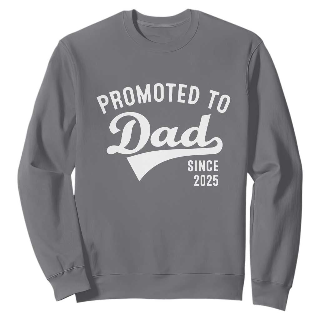 Funny New Dad Promoted To Dad Since 2025 Sweatshirt Baby Announcement TS11 Charcoal Print Your Wear