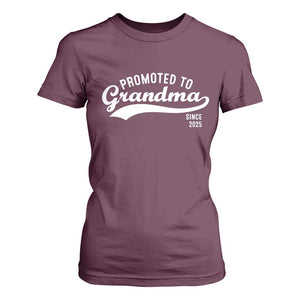Funny New Grandma Promoted To Grandma Since 2025 T Shirt For Women Baby Announcement TS11 Maroon Print Your Wear