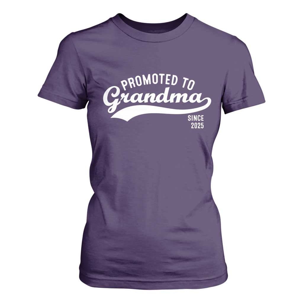 Funny New Grandma Promoted To Grandma Since 2025 T Shirt For Women Baby Announcement TS11 Purple Print Your Wear