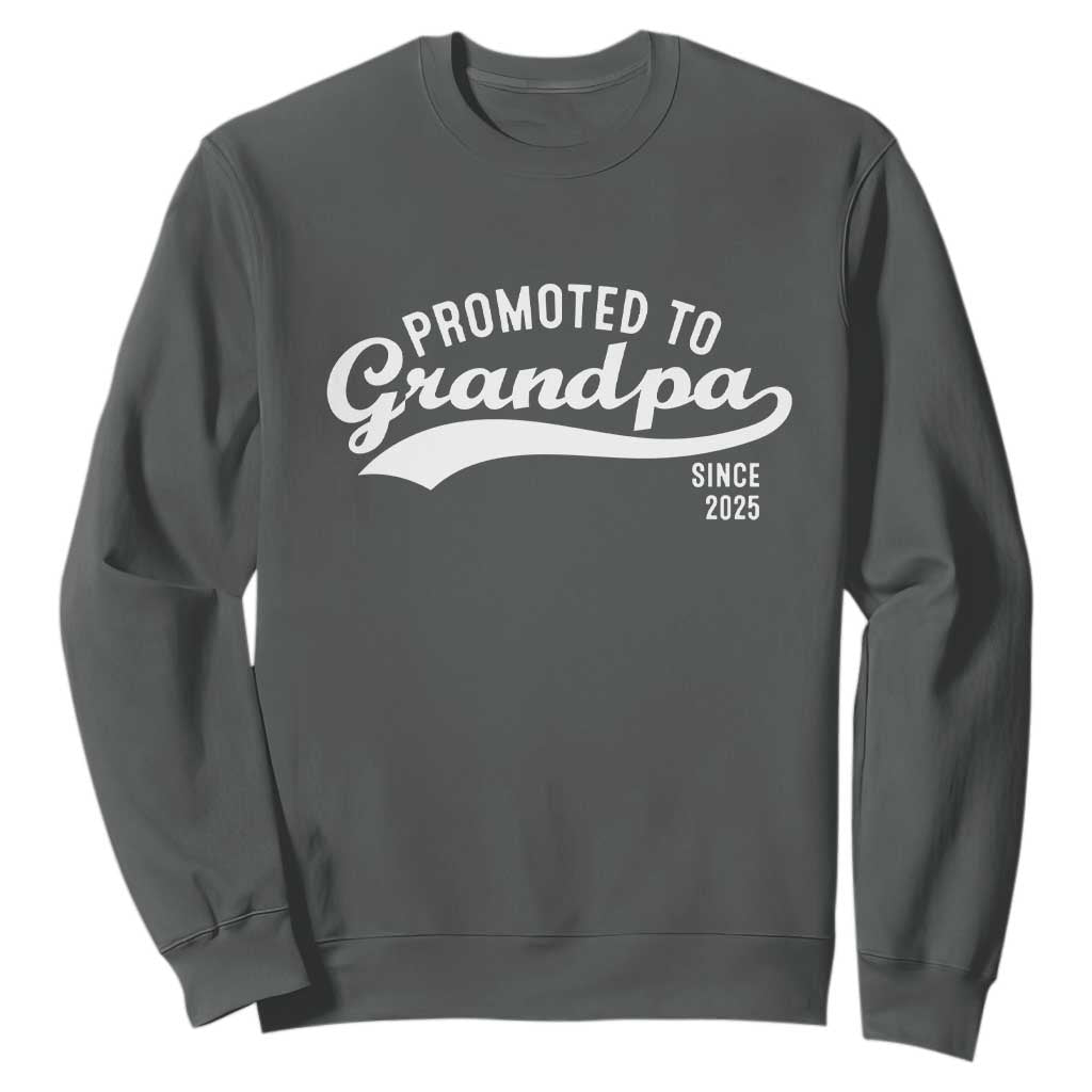 Funny New Grandpa Promoted To Grandpa Since 2025 Sweatshirt Baby Announcement TS11 Dark Heather Print Your Wear