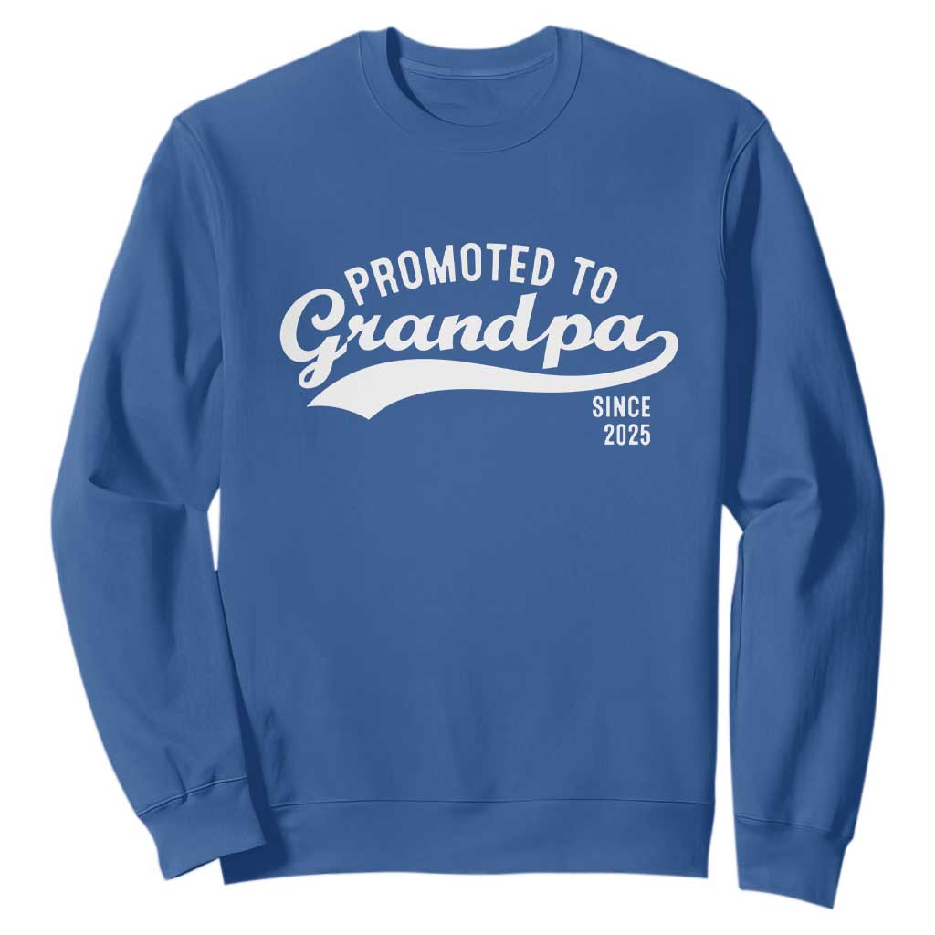 Funny New Grandpa Promoted To Grandpa Since 2025 Sweatshirt Baby Announcement TS11 Royal Blue Print Your Wear