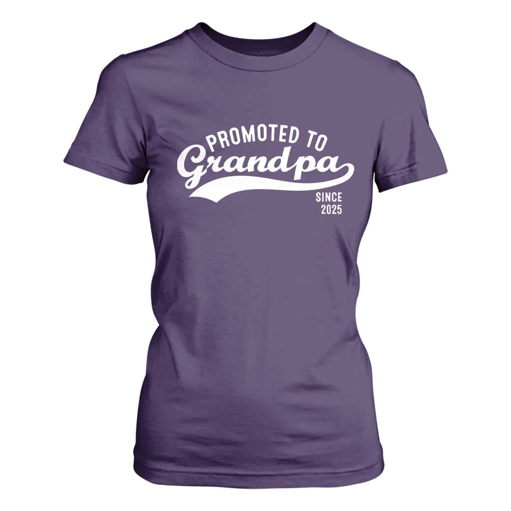 Funny New Grandpa Promoted To Grandpa Since 2025 T Shirt For Women Baby Announcement TS11 Purple Print Your Wear