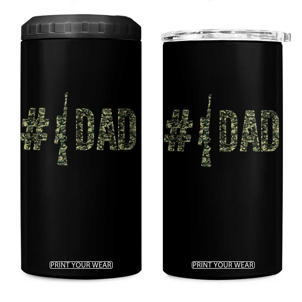 Funny No 1 Hunting Dad 4 in 1 Can Cooler Tumbler Number One Hunter Fathers Day TS11 One Size: 16 oz Black Print Your Wear