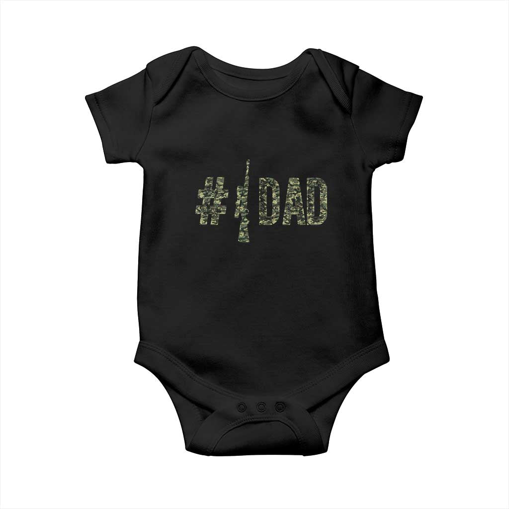 Funny No 1 Hunting Dad Baby Onesie Number One Hunter Fathers Day TS11 Black Print Your Wear