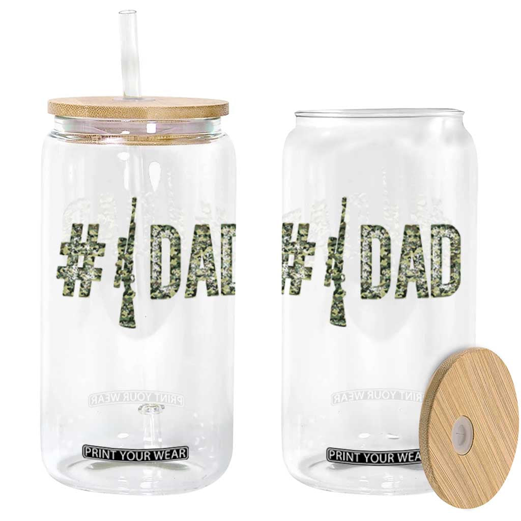 Funny No 1 Hunting Dad Glass Can Number One Hunter Fathers Day TS11 Black Print Your Wear