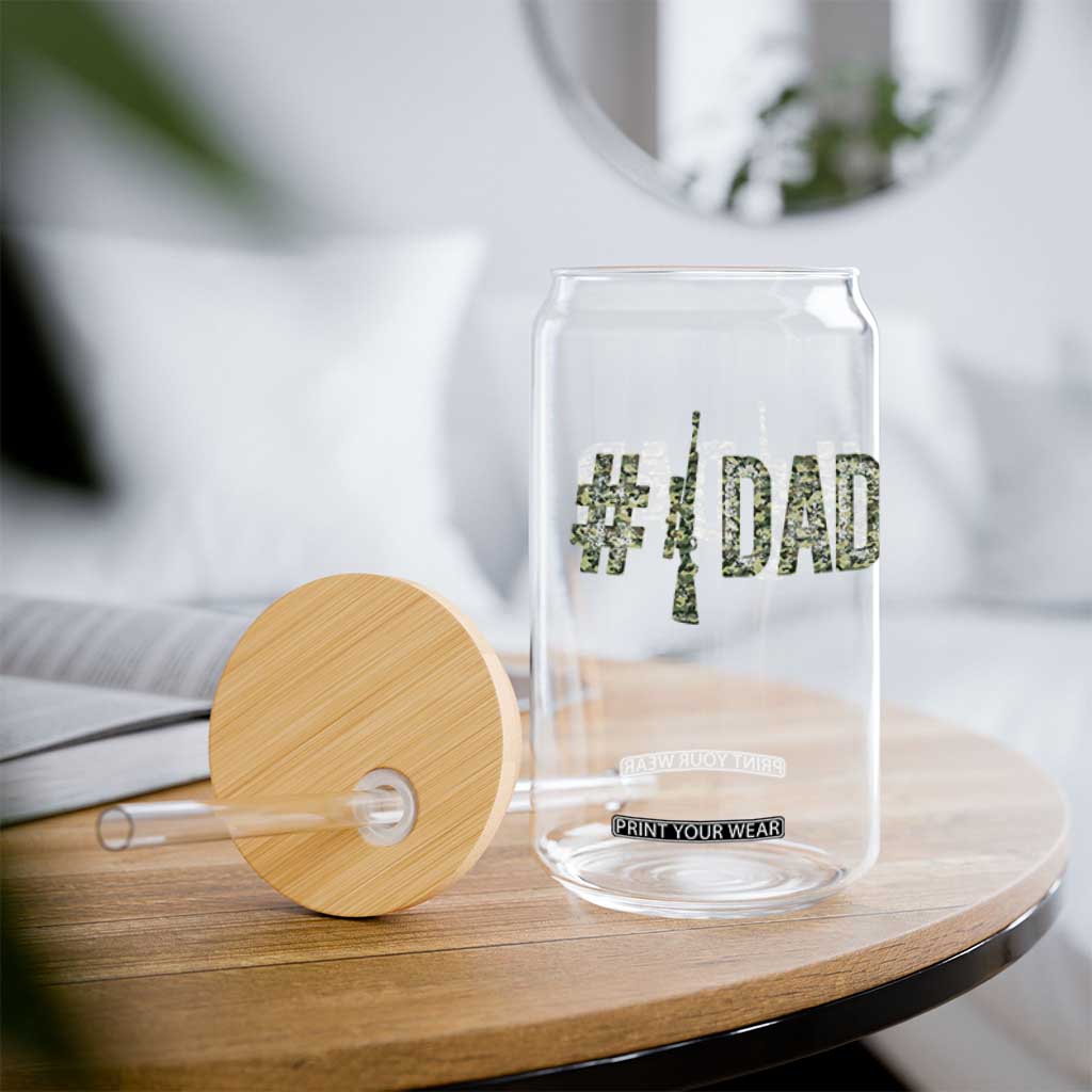 Funny No 1 Hunting Dad Glass Can Number One Hunter Fathers Day TS11 Print Your Wear