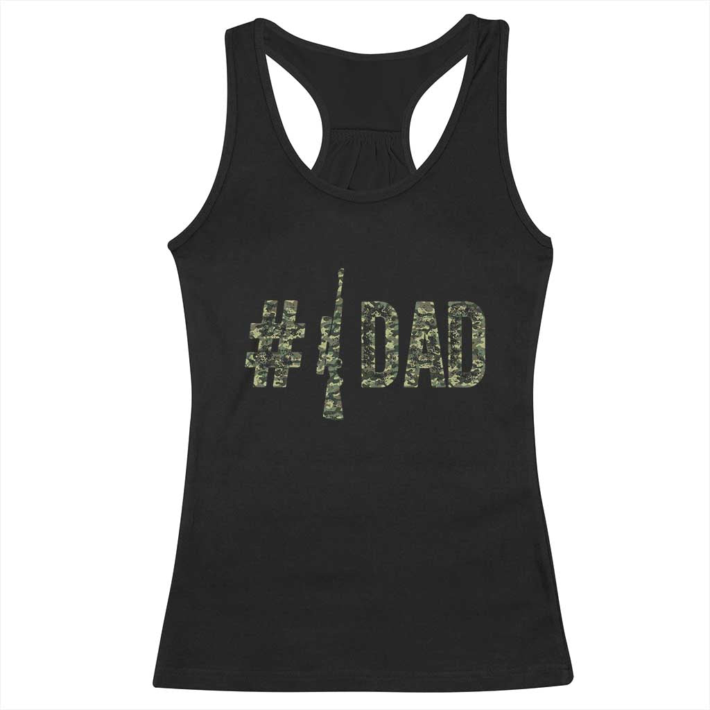 Funny No 1 Hunting Dad Racerback Tank Top Number One Hunter Fathers Day TS11 Black Print Your Wear