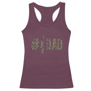 Funny No 1 Hunting Dad Racerback Tank Top Number One Hunter Fathers Day TS11 Maroon Print Your Wear
