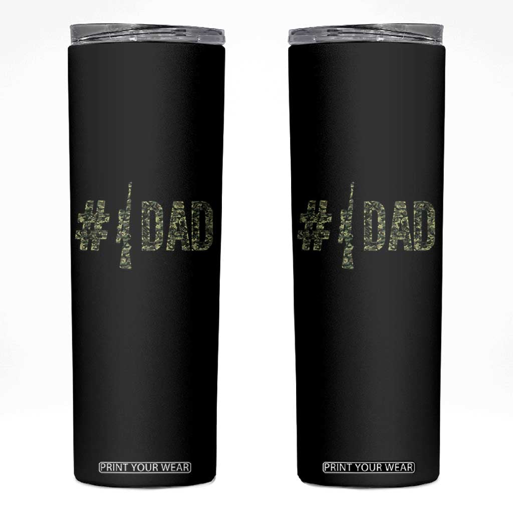 Funny No 1 Hunting Dad Skinny Tumbler Number One Hunter Fathers Day TS11 Black Print Your Wear